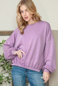 Purple Elastic Hem Lantern Sleeve Sweatshirt (size: (US 16-18)XL)
