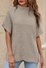 Apricot Mock Neck Short Batwing Sleeve Sweater
