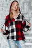 Multicolor Patchwork Buffalo Plaid Hooded Top