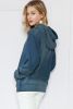 Dark Blue Washed Kangaroo Pocket Drawstring Hoodie