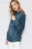 Dark Blue Washed Kangaroo Pocket Drawstring Hoodie