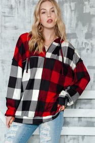 Multicolor Patchwork Buffalo Plaid Hooded Top (size: (US 16-18)XL)