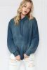 Dark Blue Washed Kangaroo Pocket Drawstring Hoodie