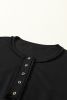 Black Slouchy Drop Shoulder Henley Sweatshirt