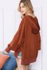 Chestnut Patchwork V-Neck Oversized Slit Hem Sweatshirt