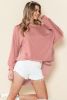 Rose Pink Crinkled Patchwork Raw Hem Oversized Tops