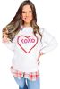 White Valentine Heart XOXO Graphic Quilted Sweatshirt
