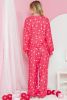 Red Heart Print Raglan Sleeve Top and Pants Set