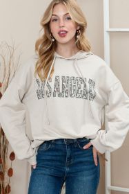 Khaki Drop Shoulder Los Angeles Hooded Sweatshirt with Drawstring (size: (US 4-6)S)