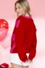 Multicolor Checkered Pattern Pompom Heart Knitted Sweater