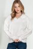 White Quilted 1/4 Zipper Textured Pullover Sweatshirt