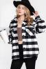 Black Plaid Textured Flap Pocket Shacket