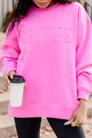 Bonbon Casual Coffee Letter Drop Shoulder Sweatshirt (size: (US 16-18)XL)