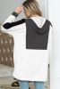 Black Color Block Snap Button Oversized Pullover Hoodie