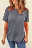 Gray Solid Color Basic Crew Neck Plain Tee