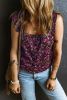Rose Boho Floral Print Frill Straps Sleeveless Shirt