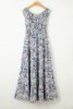 Blue Boho Paisley Print Off Shoulder Maxi Dress