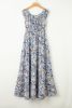 Blue Boho Paisley Print Off Shoulder Maxi Dress