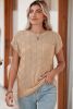 Smoke Gray Lattice Textured Knit Short Sleeve Baggy Sweater