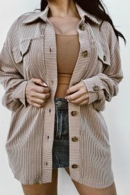 Smoke Gray Solid Corded Drop Shoulder Plus Size Shacket (size: (US 22W-24W)3X)