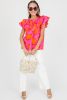 Rose Boho Floral Print Layered Ruffle Blouse