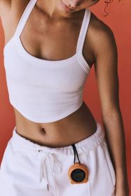 White Plain Athletic Ribbed Cropped Cami Top (size: (US 16-18)XL)