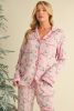 Multicolour Christmas Floral Long Sleeve Shirt and Pants Pajama Set