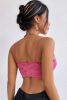 Bright Pink Bowknot Backless Lace Cropped Cami Top