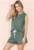Mist Green Waffle Knit Tank Top & Shorts Set