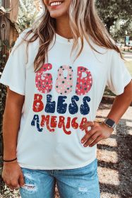 White God Bless America Graphic Round Neck Tee (size: (US 16-18)XL)