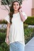White Hollow Knit Splicing Keyhole Back Tunic Top