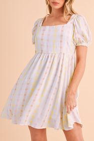 Multicolor Plaid Pocketed High Waist Mini Dress (size: (US 16-18)XL)
