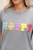 Gray Easter Egg HAPPY Chenille Letter Graphic T Shirt