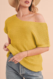 Ginger Plain Knit Loose Batwing Sleeve Blouse (size: (US 4-6)S)