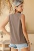 Simply Taupe Contrast Trim V-Neck Loose Fit Tank Top