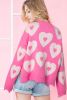 Bonbon Pearl Beaded Heart Drop Shoulder Sweater