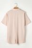 Apricot Plain Half Button Collared Pocket Loose Romper