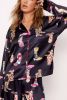 Black Boots Print Loose Shirt and Wide Leg Pajama Set