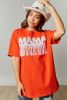 Orange Beaded MAMA Fringe Lettering Oversized T Shirt