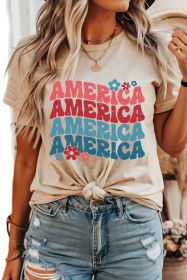 Khaki America 60s Vintage Flower Graphic Round Neck Tee (size: (US 4-6)S)