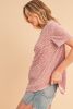 Pink Leopard Print Contrast Neckline Short Sleeve Blouse