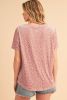 Pink Leopard Print Contrast Neckline Short Sleeve Blouse