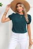 Blue Sapphire Button Decor Puff Short Sleeve T-shirt