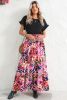White Abstract Print High Waist Maxi Skirt