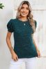Blue Sapphire Button Decor Puff Short Sleeve T-shirt