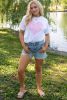 White Floral mama Heart Shape Graphic Crew Neck Tee
