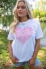 White Floral mama Heart Shape Graphic Crew Neck Tee