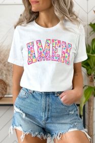 White Leopard AMEN Graphic Crewneck T Shirt (size: (US 4-6)S)