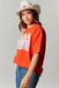 Orange Beaded MAMA Fringe Lettering Oversized T Shirt