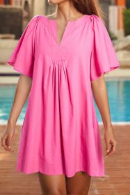 Bonbon Flounce Sleeve Pleated High Waist Dress (size: (US 16-18)XL)